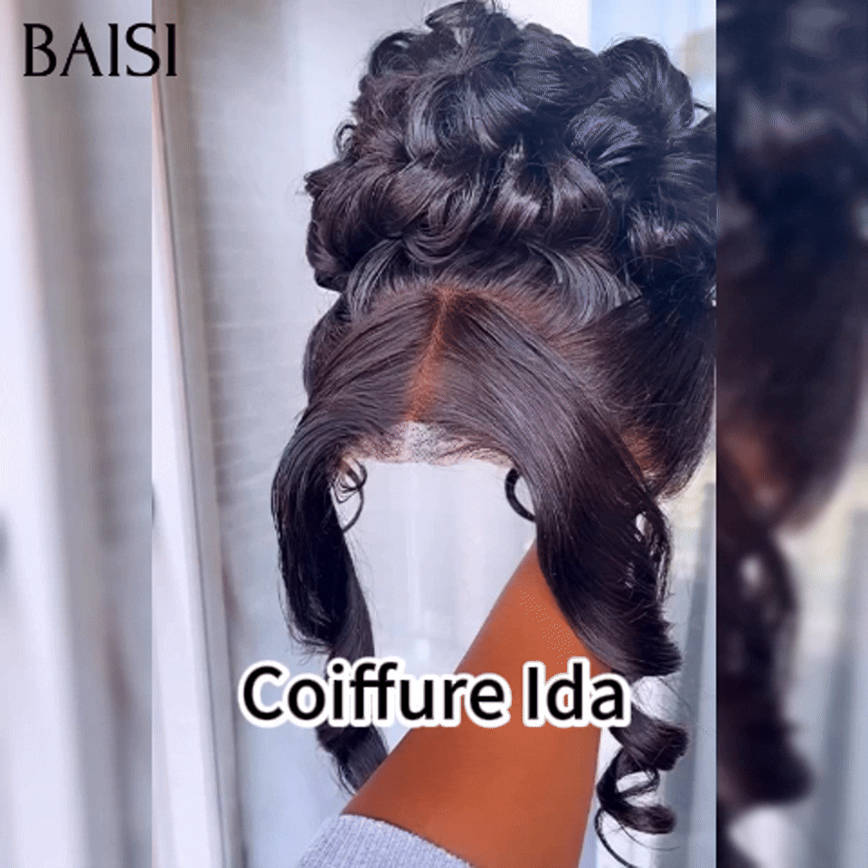 BAISI Coiffure de luxe Ida Perruques Mariage noir Prête à porter chignon et personalisation comme sur la vidéo 100% identique avec lace frontale événement spécial VIP100