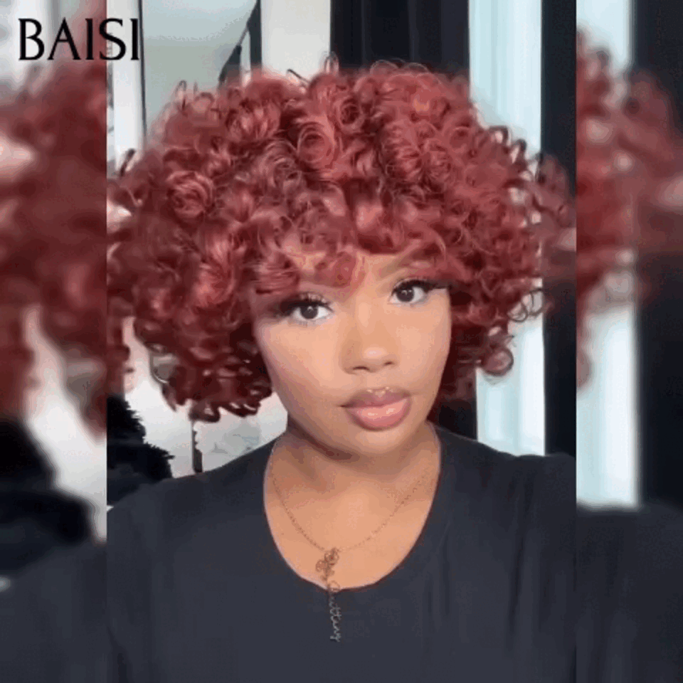BAISI Flash Offer €65 Bob EGG wave Wig with Bangs in Black Without Lace in 100% Human Hair BS65