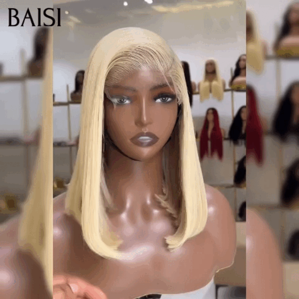 BAISI Lace Frontal Perruque #613 Bob Perruque Bouclée Lisse ou deep wave en 100% Cheveux Humains