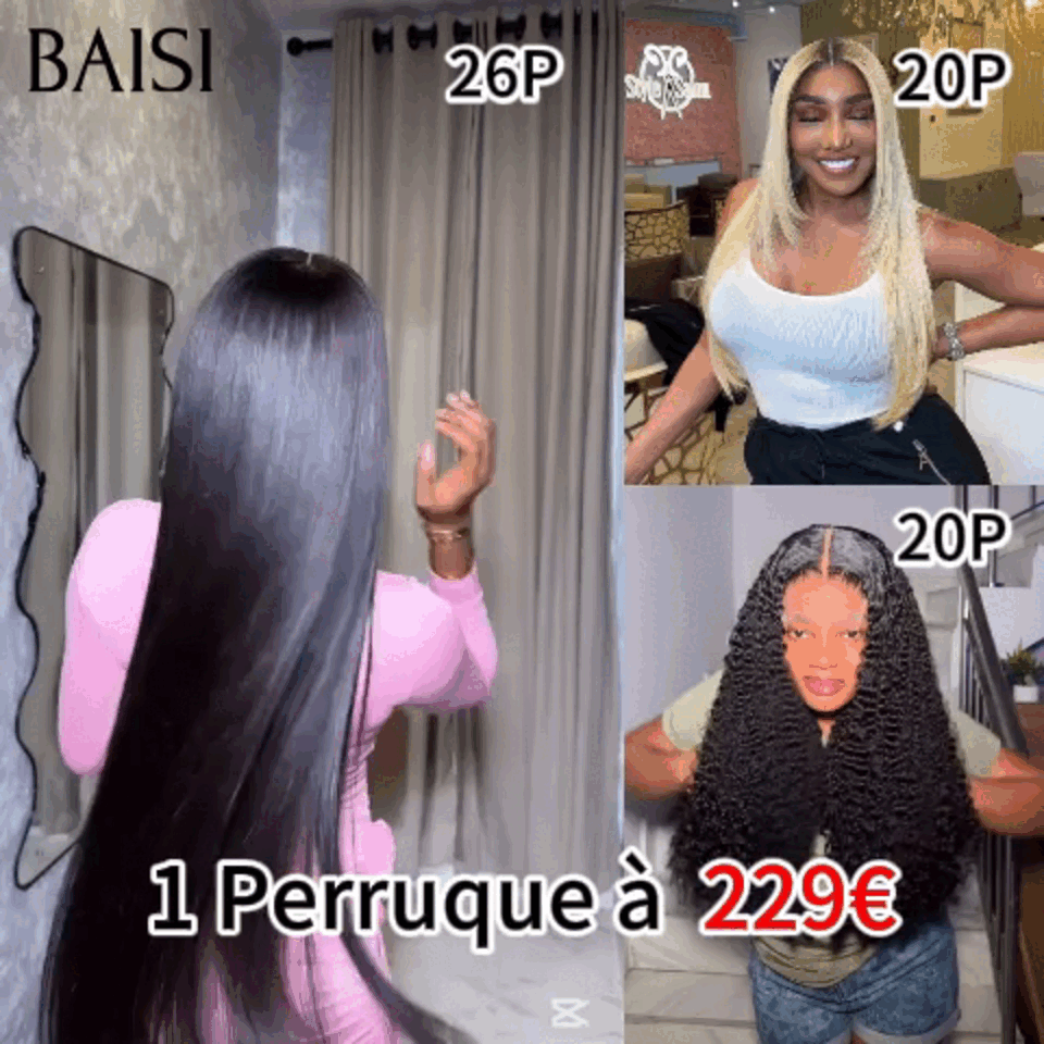 BAISI 2 Perücken OHNE Kleber Körperwelle und lockige Welle zum Weiterverkauf 275 € 18 Zoll aus 100 % echtem Menschenhaar VIP100