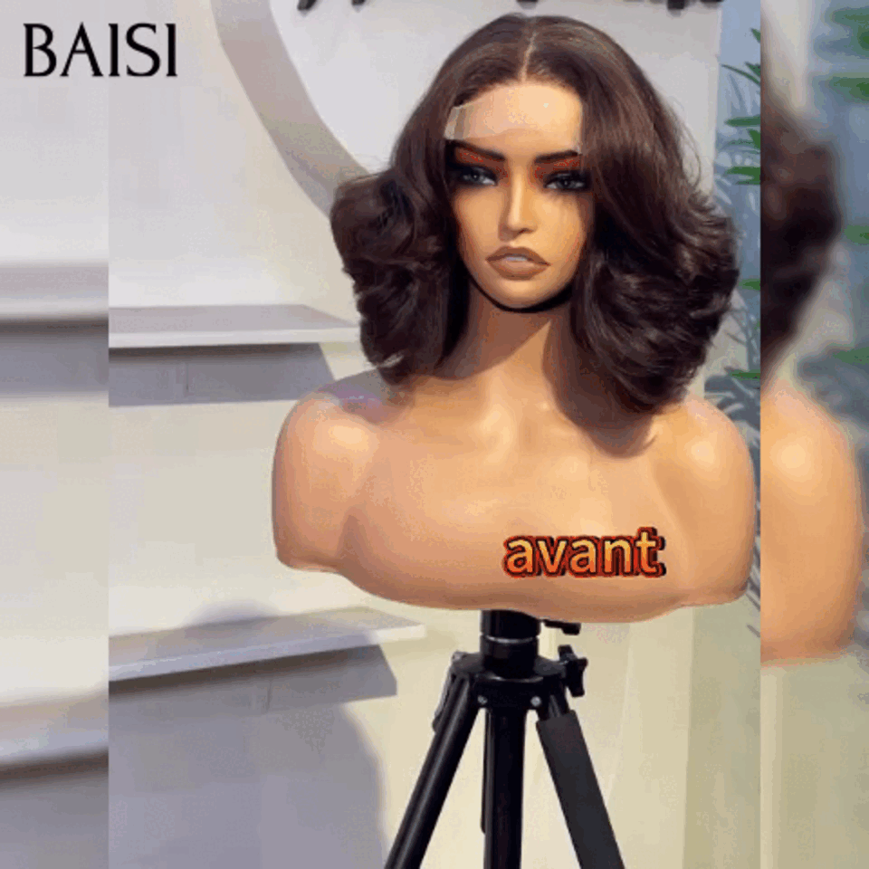 BAISI 13X4 lace perruque marron mixte orange 4#350# 85€ ou 5X5 lace Marron 300% densité 165€ Moitié Prix BOUCLÉE CURLY wave 10 Pouces 100% Cheveux Vierges MP50