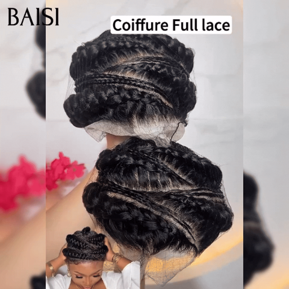 BAISI Perruque Full Lace 129€ 100% Cheveux Naturels perruque Petite natte Coiffure Chignion 100% Comme la video 100% cheveux humains FR20