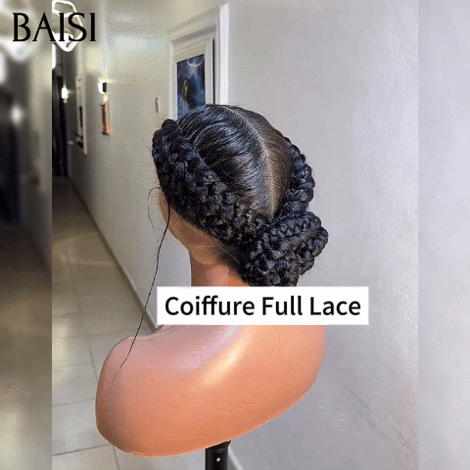 BAISI Perruque Full Lace 159€ 100% Cheveux Naturels perruque Petite natte Coiffure Chignion 100% Comme la video 100% cheveux humains