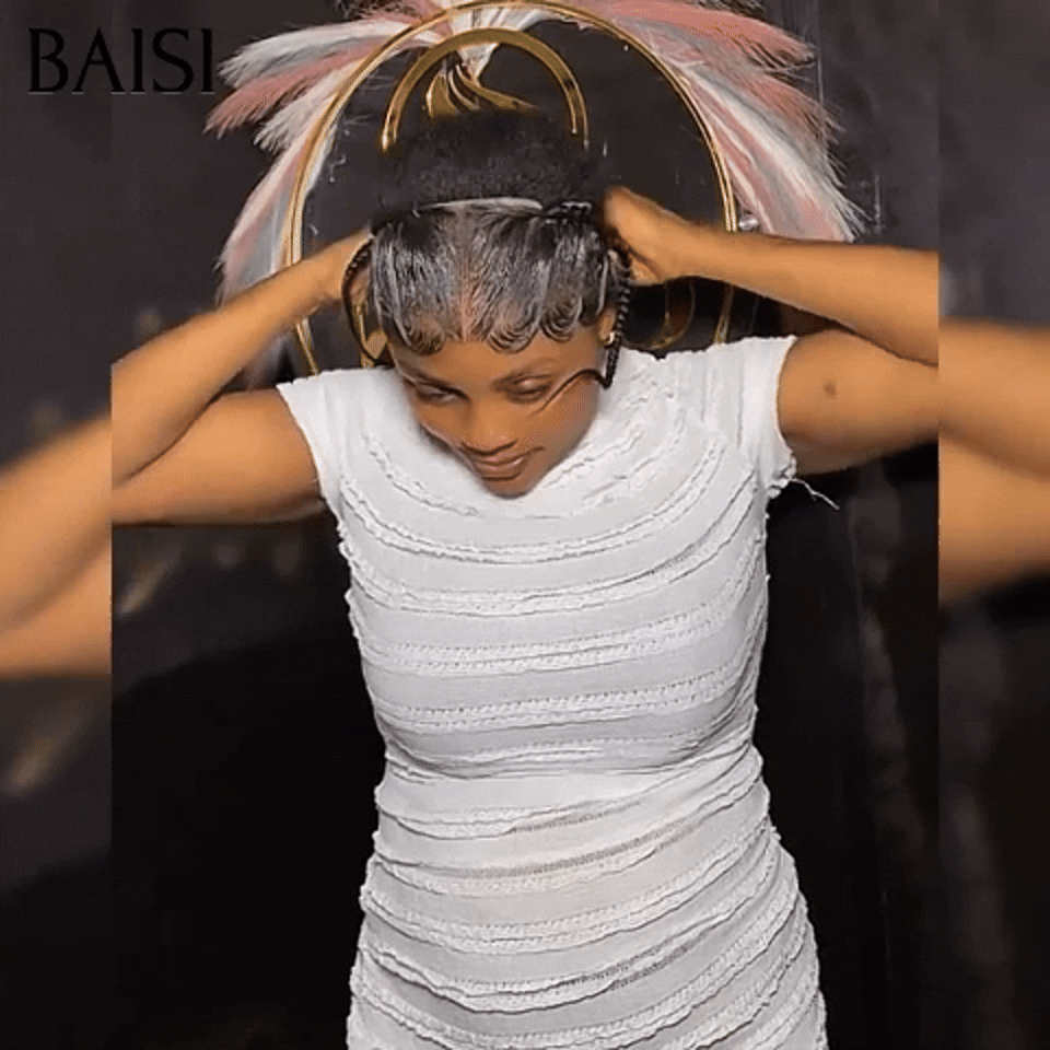 BAISI 45€ 100% comme la video Grande 13X4 lace frontale 12 Pouces avec natte prête à porter simple et efficace résultat beau et naturel