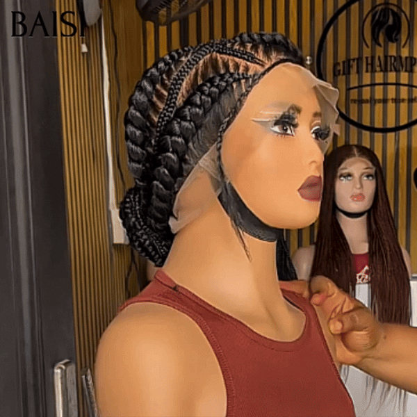 BAISI Perruque Full Lace style tresses regroupées en chignon NOIR Coiffure Chignion Une ligne frontale si naturelle qu’on vous croira née avec 100% Comme la video 100% cheveux humains