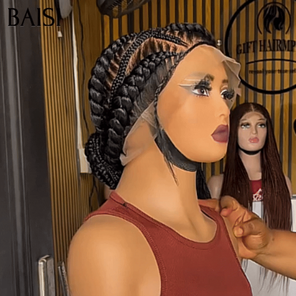 BAISI Perruque Full Lace style tresses regroupées en chignon NOIR Coiffure Chignion Une ligne frontale si naturelle qu’on vous croira née avec 100% Comme la video 100% cheveux humains