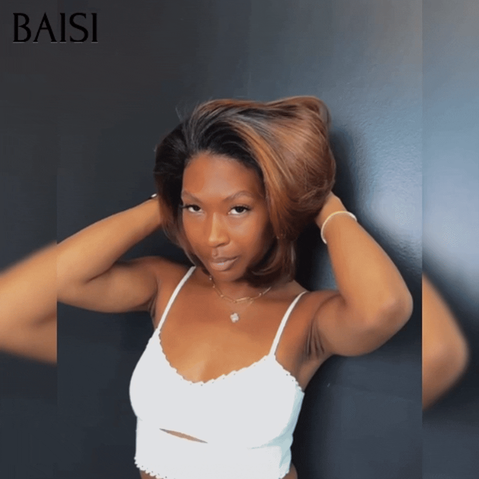 BAISI 13X4 Perruques 10 Pouces Lisse bob 118€ identique à la photo 2#33# Perruque Full Lace wigs 100% raw hair Lace déjà couper Facile à Porter en 100% Cheveux Humains
