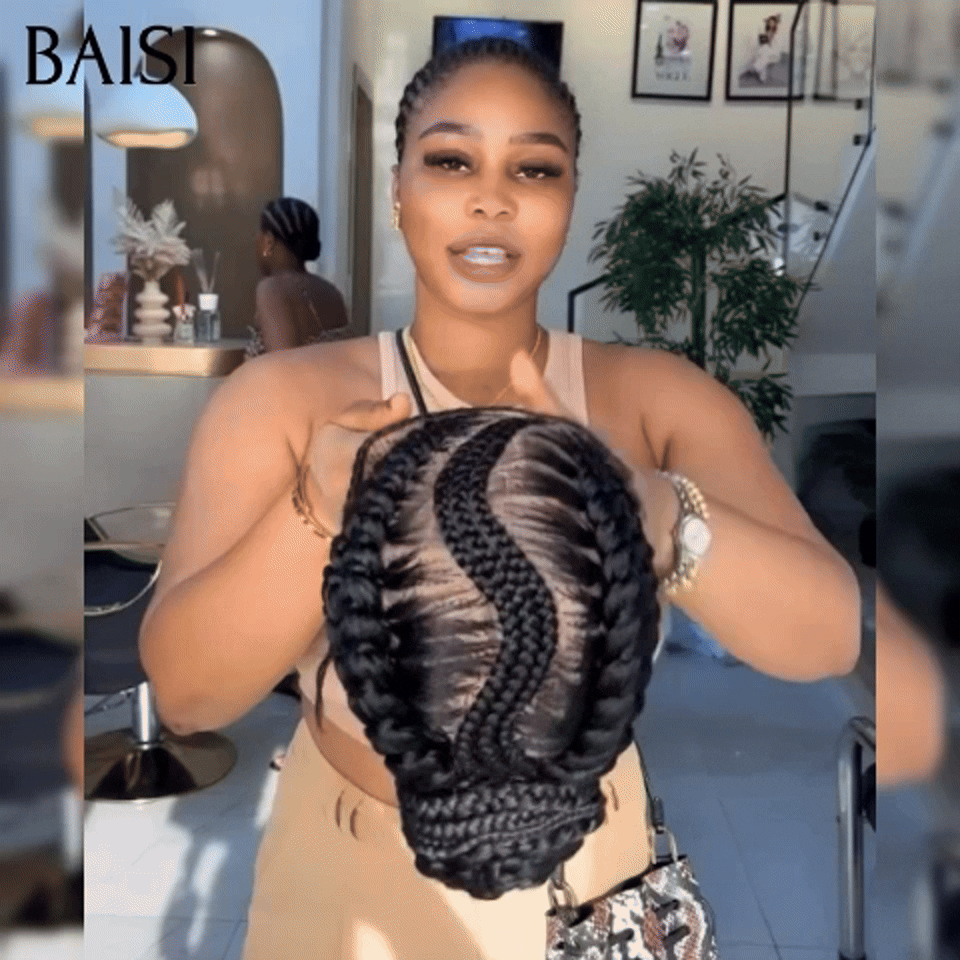 BAISI Perruque Full Lace 119€ 100% Cheveux Naturels perruque Petite natte NOIR Coiffure Chignion 100% Comme la video 100% cheveux humains