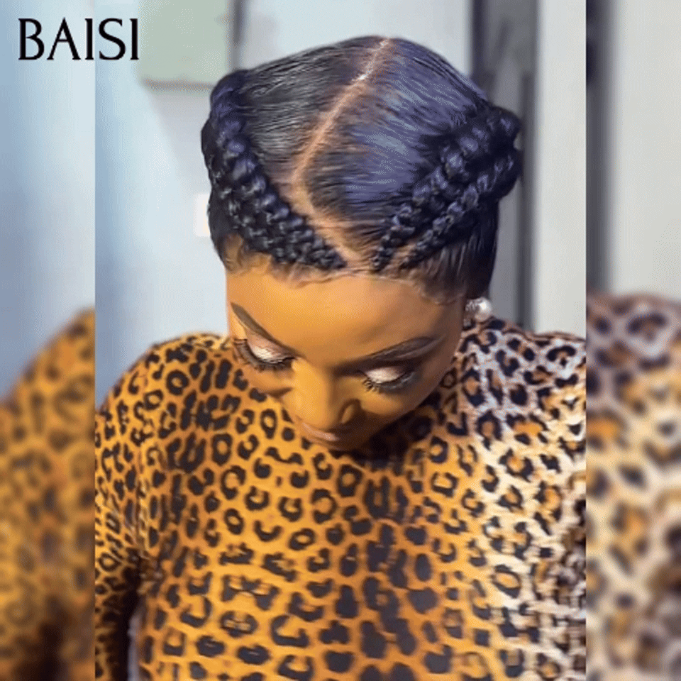 BAISI Perruques Full Lace Natte Promo 100% comme indiqué sur la photo NOIR Coiffure Chignion En cheveux humains