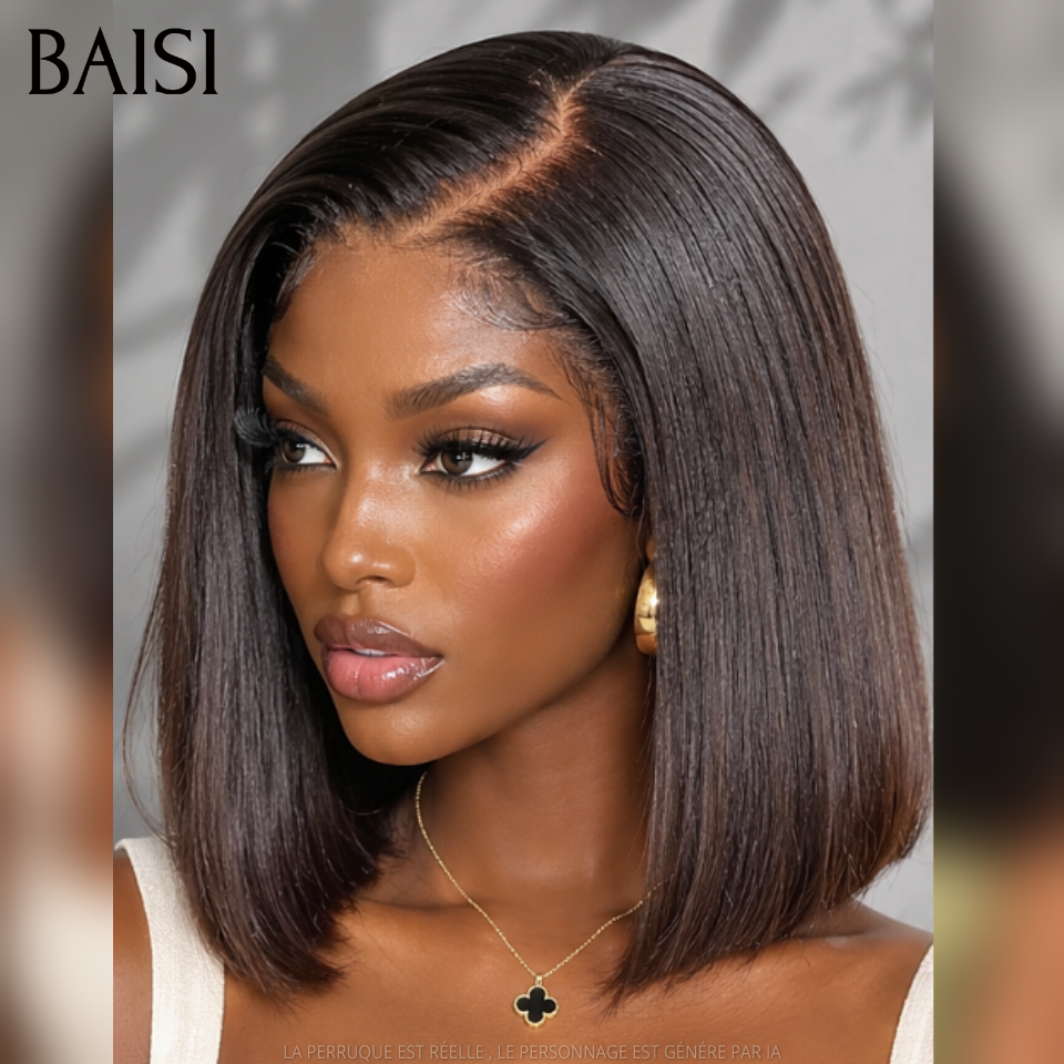 BAISI Achetez 1 + 1 Gratuite 179€ 13x4 Lace frontal curly wave 22 Pouces et 4x4 Lace Lisse BOB 10 Pouces 1BT4# en 100% Cheveux Humains
