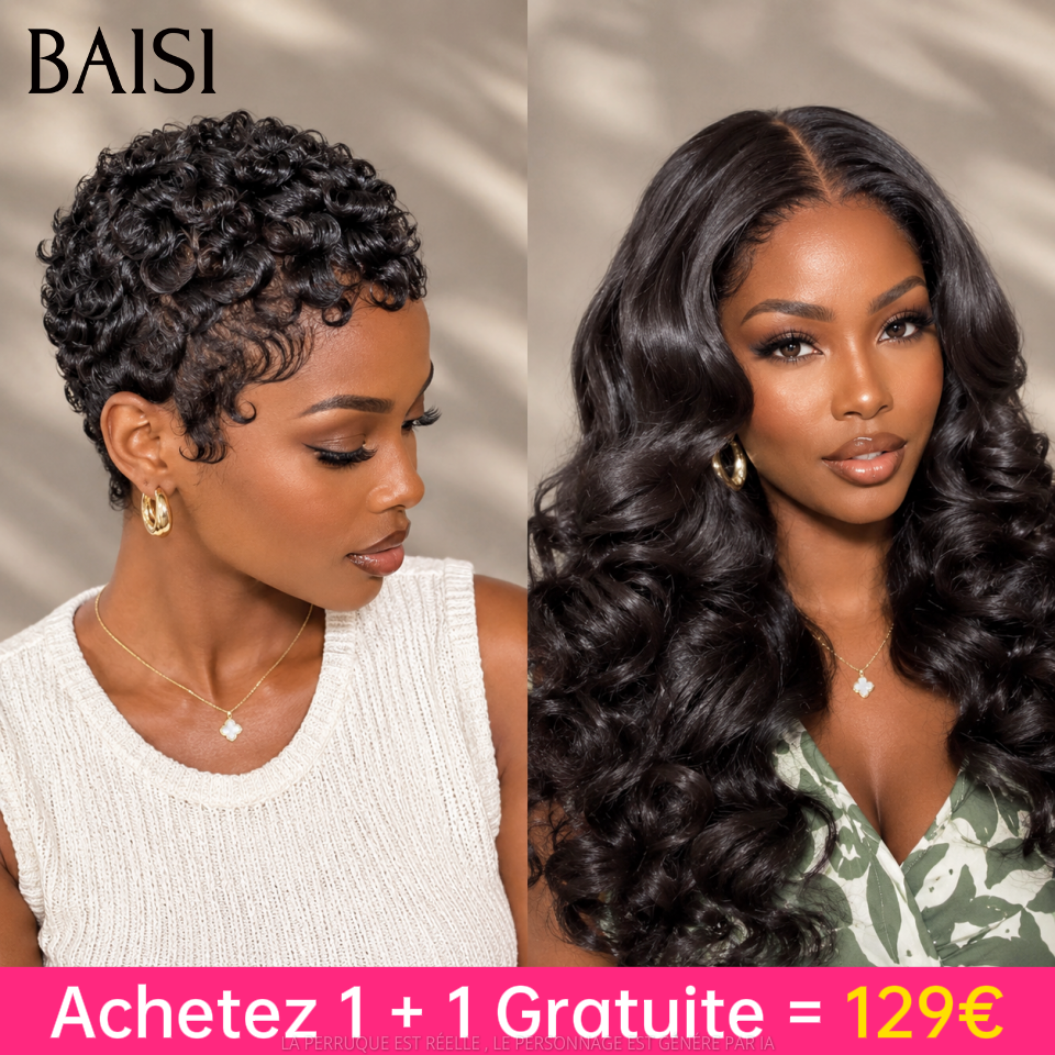 BAISI vente flash Achetez 1 + 1 Gratuite = 129€ 13x4 lace frontale body wave 20 pouces et perruque chioma sans colle en 100% vrais cheveux humains