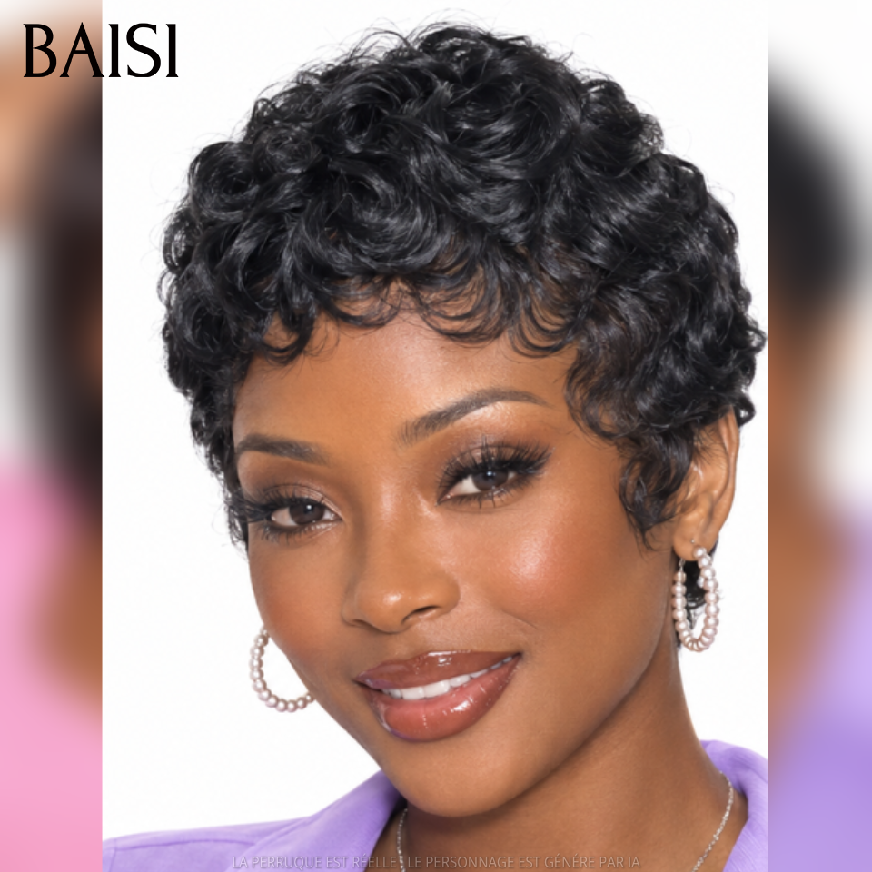 BAISI vente flash Achetez 1 79€ Gagnez 2 Lisse avec Frange 8 Pouces et pixie finger wave en 100% vrais cheveux humains code:MP50