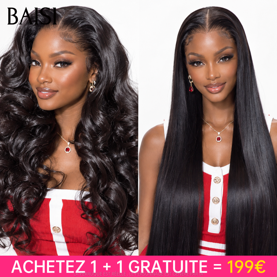 BAISI Achetez 1 +1 Gratuite = 199€ Réduction avec code promo lace closure 22 pouces body wace et lisse en 100% vrais cheveux humains