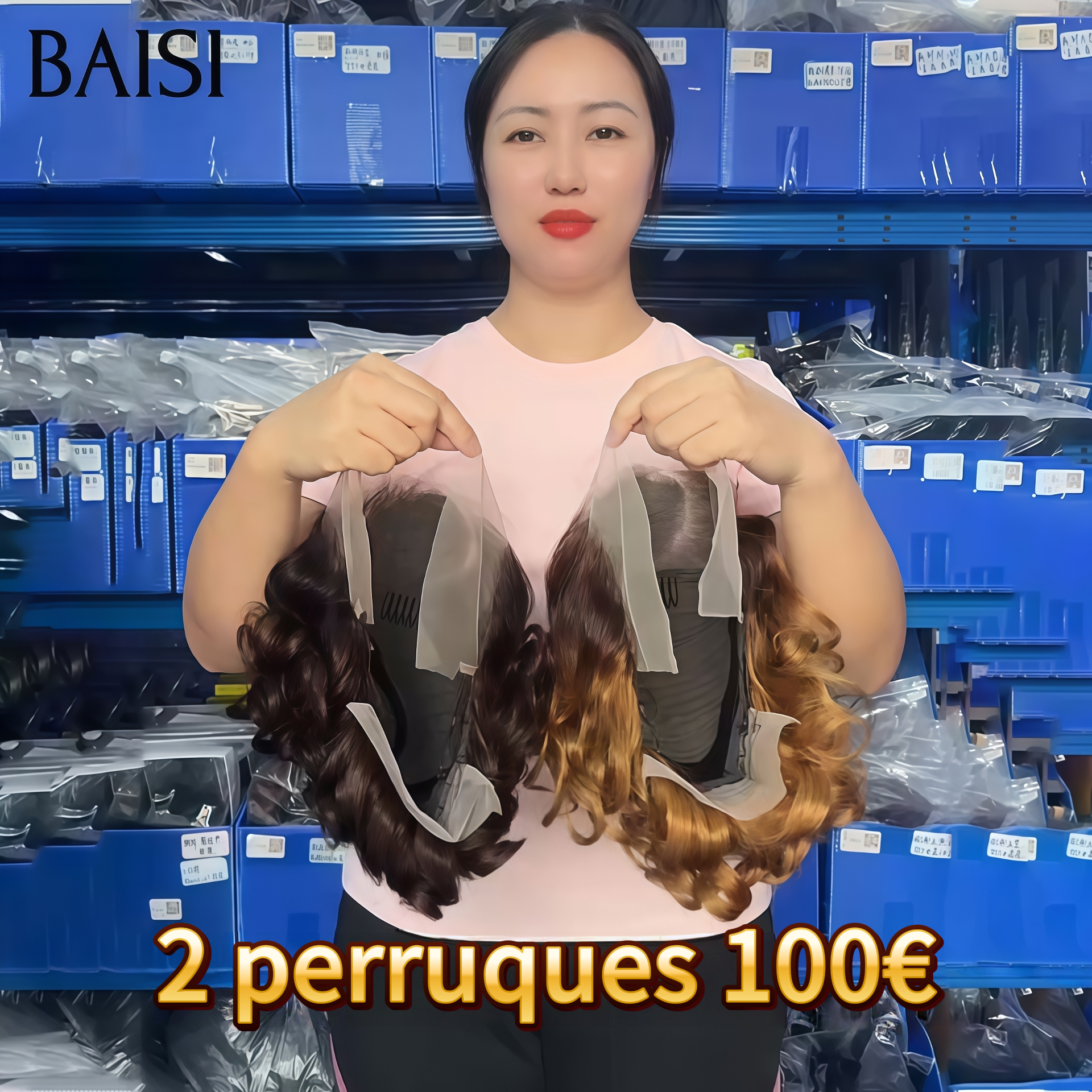 BAISI Ventes En Gros 2 perruques 100€ 13x4 pixie marron et pixie 4T30# 100% Cheveux Humains BS30