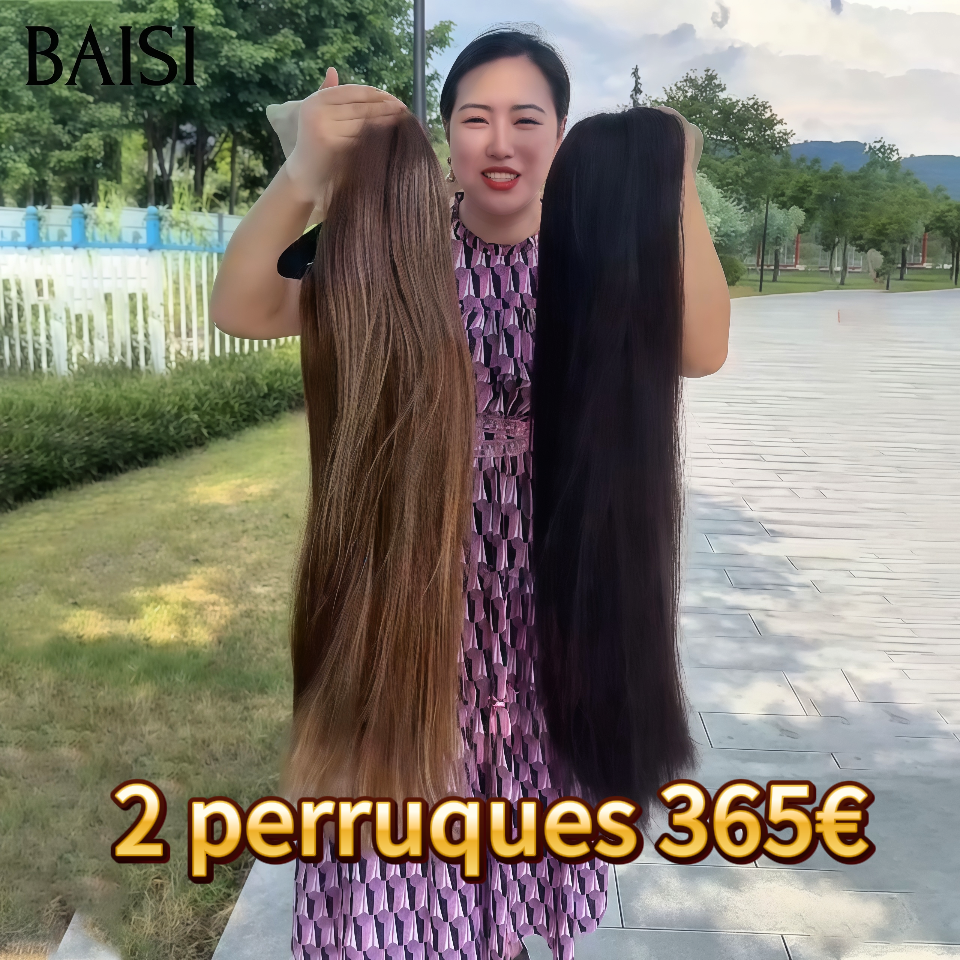 BAISI Promotion 2 perruques LONGUES 13X4 lace frontal Lisse Marron Mixte Miel et NOIR 32 Pouces 100% vrais cheveux humains