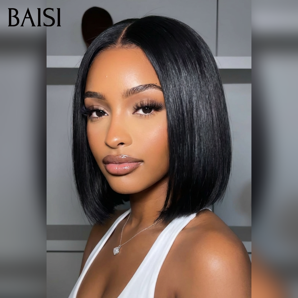 BAISI 300% densité 15A SDD BONE STRAIGHT 8 pouce 85€ 2x6 Lace Closure Perruque Lisse en 100% Vietnam Hair Pre-plucked