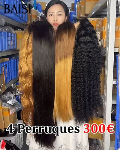 BAISI Lot de 4 perruques Flash Offer PROMOTION 300€ 4 styles de perruques différents en 100% vrais cheveux humains BS65