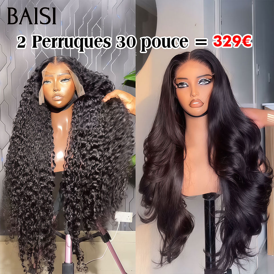 BAISI Parrucca Prezzo all'ingrosso oggi 329€ 2 Parrucche 30 pollici 4x4 chiusura in pizzo onda corpo e 13X4 frontale onda riccia 100% capelli umani