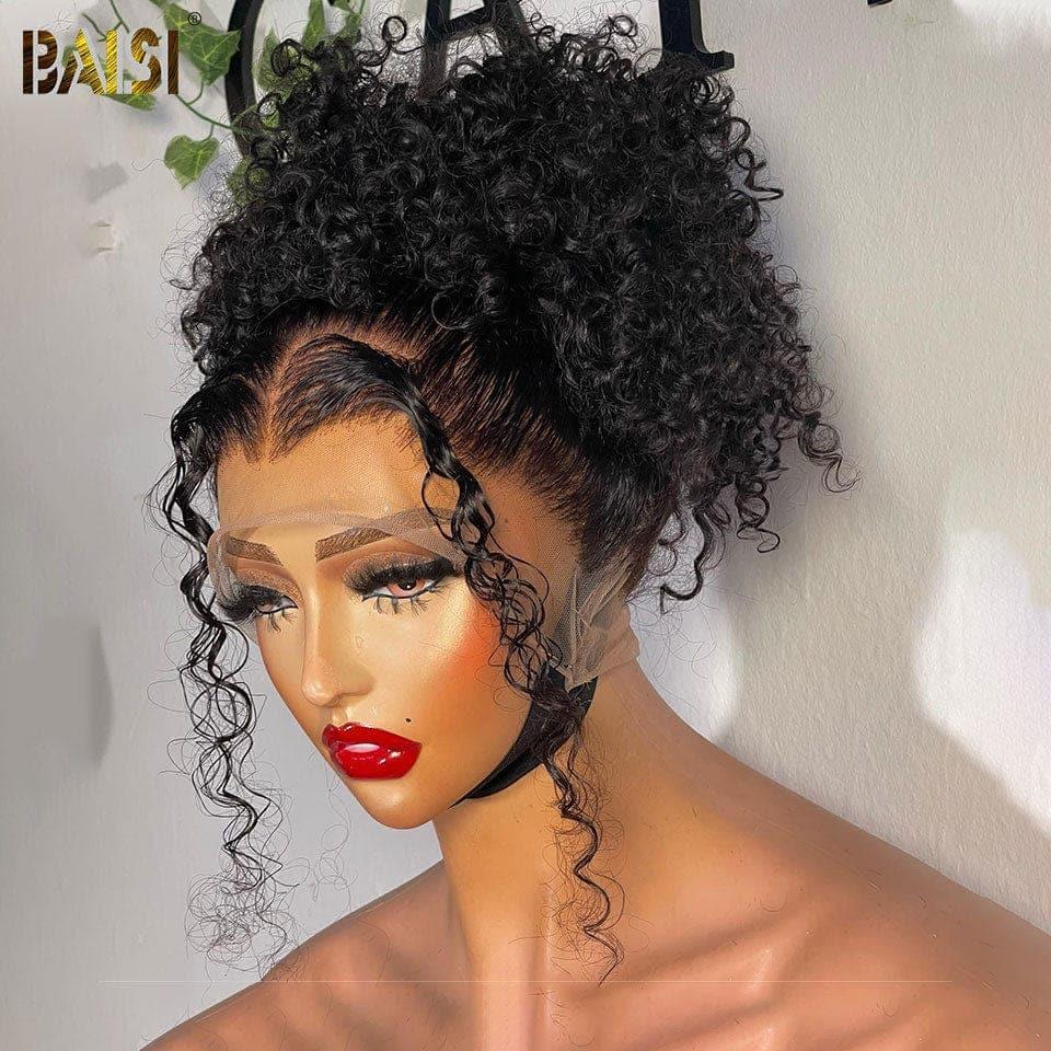 BAISI Perücken-Upgrade, unsichtbarer Riemen, 360-Frontal-Perücke, tiefe Welle, lockig, verstellbare unsichtbare Riemen, vorgezupft, kein Kleber erforderlich, 250 % Dichte in 100 % Rohhaar, Spitze bereits geschnitten