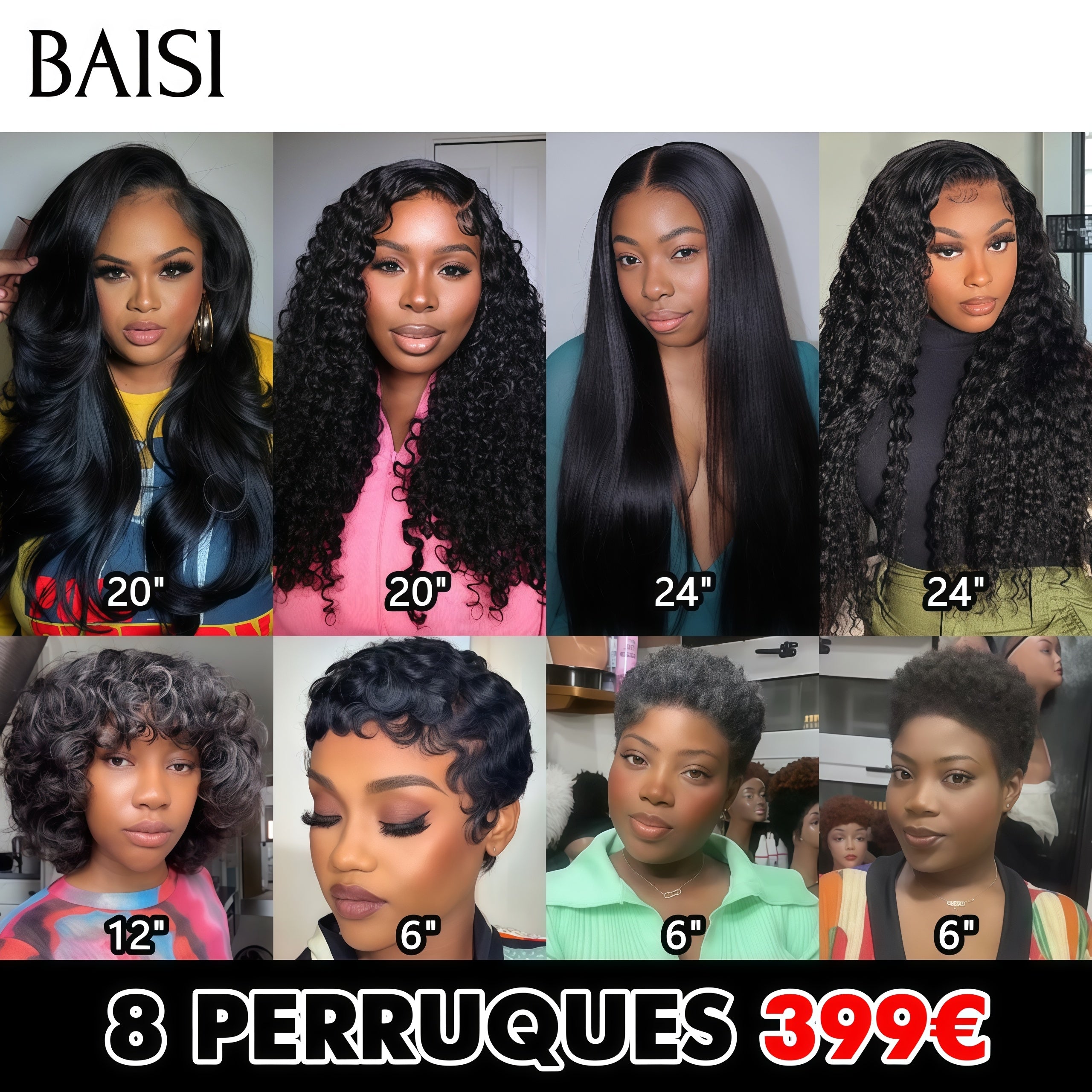 BAISI Blitzverkauf 8 Perücken aus 100 % Echthaar 700 Euro (kein Code erforderlich)
