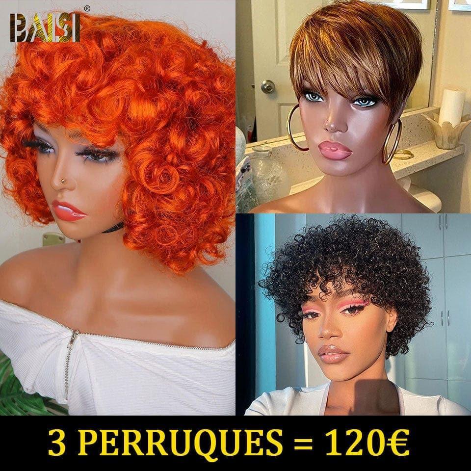 BAISI 4X4 lace Bordeau 69€ 10 Pouces ou NOIR 79€ 12 Pouces Lot de perruque 120€ en 100% cheveux humains de bonne qualité au prix abordable