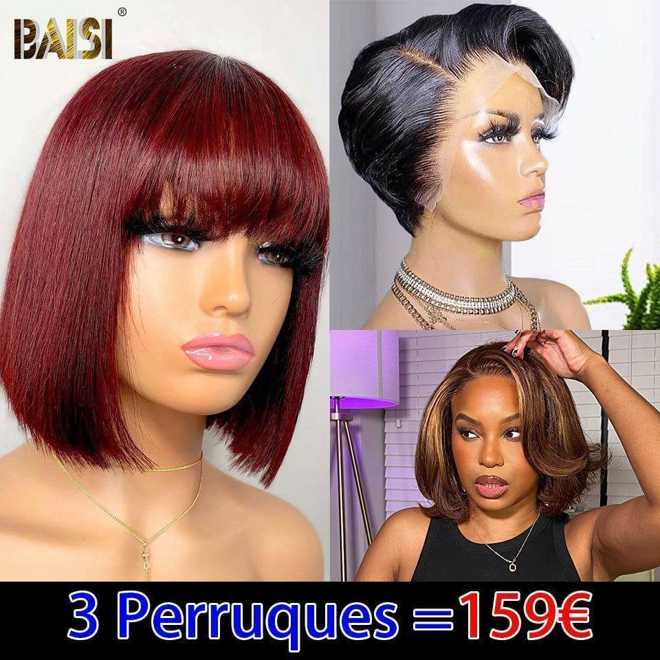 BAISI HAIR FR 3 Perruques 159€ moitié prix ou 4X4 lace water wave 4/30# Mixte 120€ En 100% Cheveux Humains MP50
