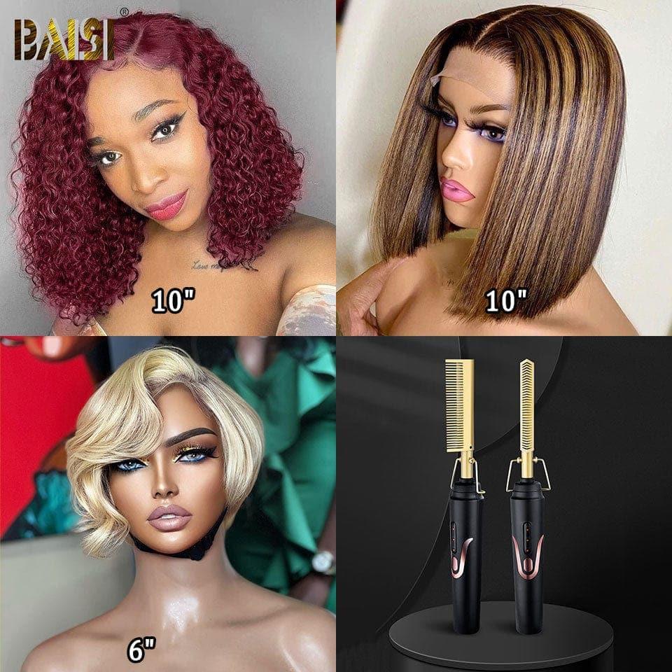 BAISI Lot De 3 Perruques + 1 Fer gratuit 230 Euro En 100% Cheveux Humains VIP100