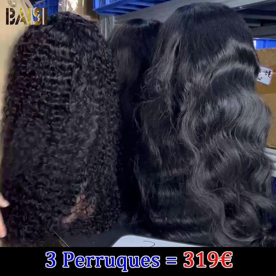 BAISI Lot de 3 perruques 4X4 lace 18pouces 319 euro ou 3 perruques 4X4 curly wave et 2X6 lisse 320 euro en 100% vrais cheveux humains