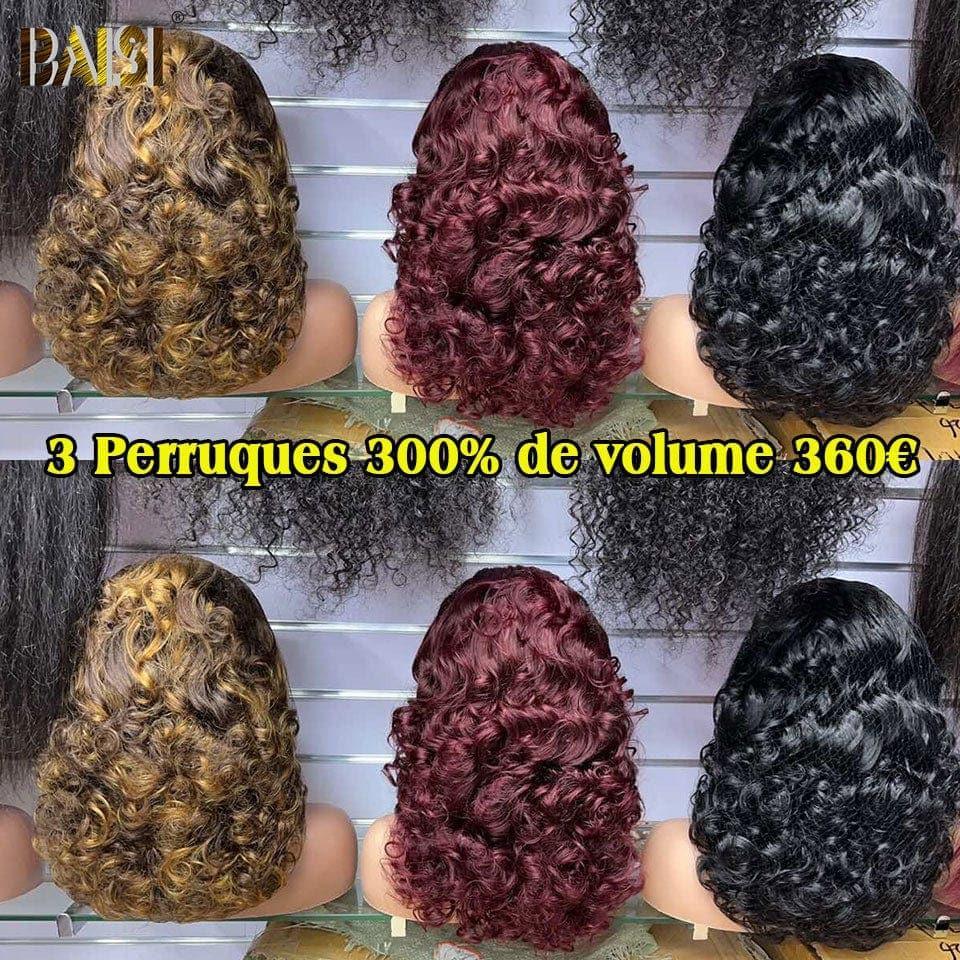 BAISI Luxury Wigs 3 Perucas 300% volume € 360 em cabelo 100% humano real (sem necessidade de código)