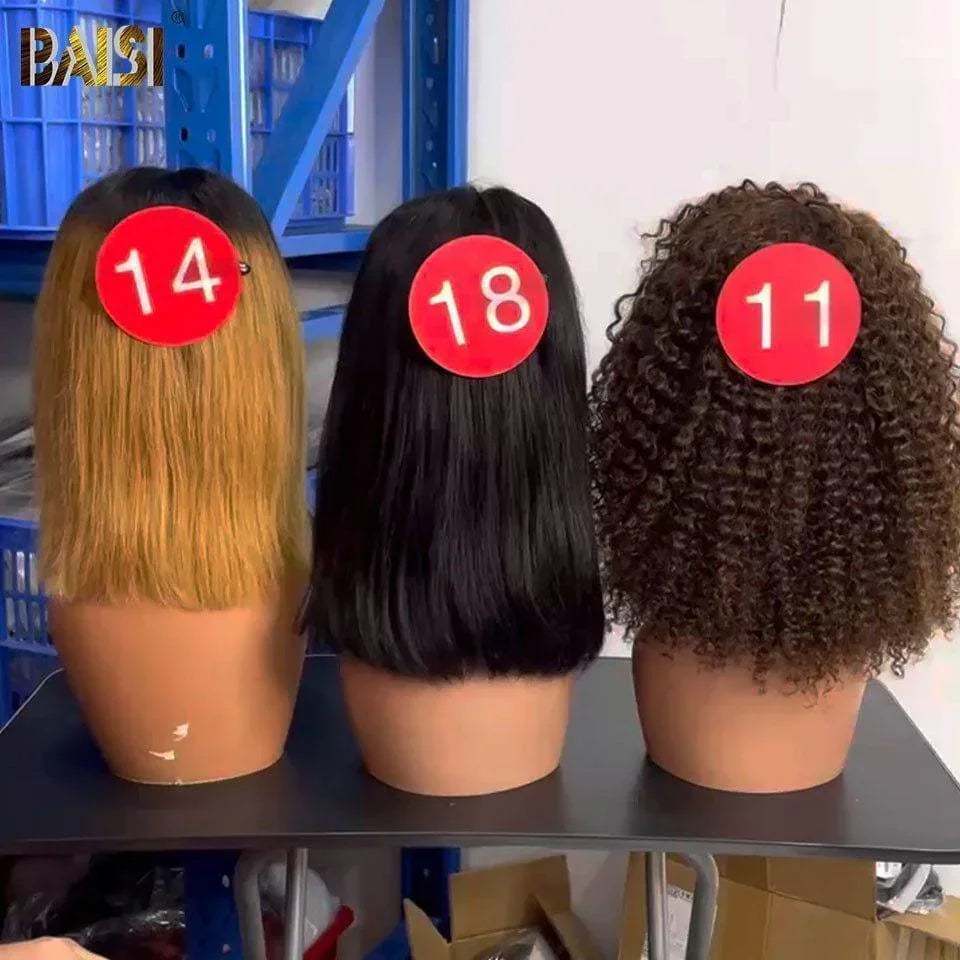 Peruca BAISI em promoção mel reto 10 polegadas / preto reto 12 polegadas / franja marrom encaracolada 14 polegadas 100% cabelo humano de boa qualidade CÓDIGO: FR20