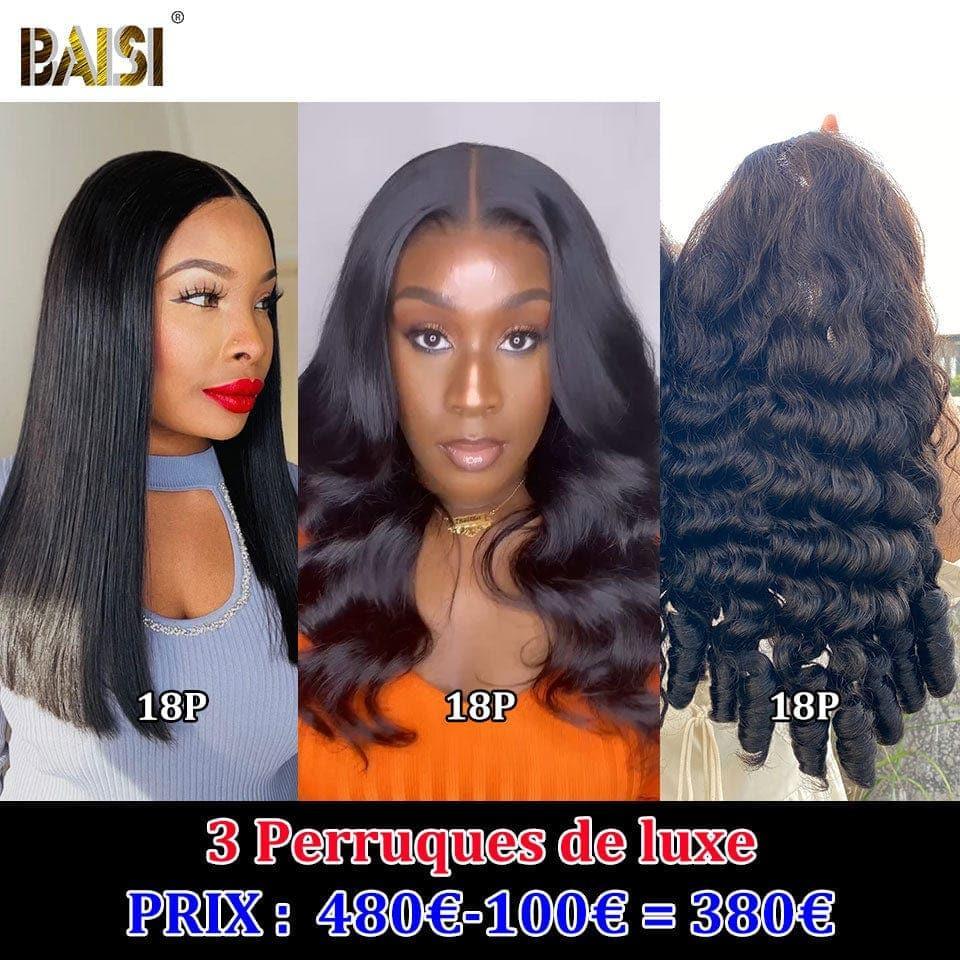 BAISI 3 Perucas frontais de luxo € 380 CÓDIGO: VIP100 Feito com cabelo duplo desenhado em cabelo 100% humano real