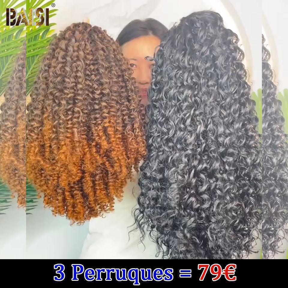 BAISI Lot De 3 Perruques 79€ prix Abordable sans colle sans lace facile à porter cheveux Synthetique