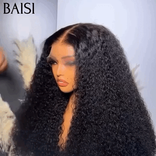 BAISI Noël PROMO Volume de 300% densité moitié prix Lace Frontale Perruque Curly en 100% cheveux humains MP50