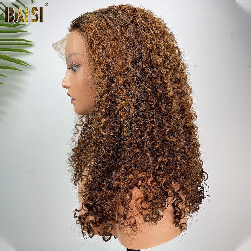 BAISI 13x4 Lace Frontal Curly Perücke in der Farbe P4/30# aus 100 % Echthaar XY23028