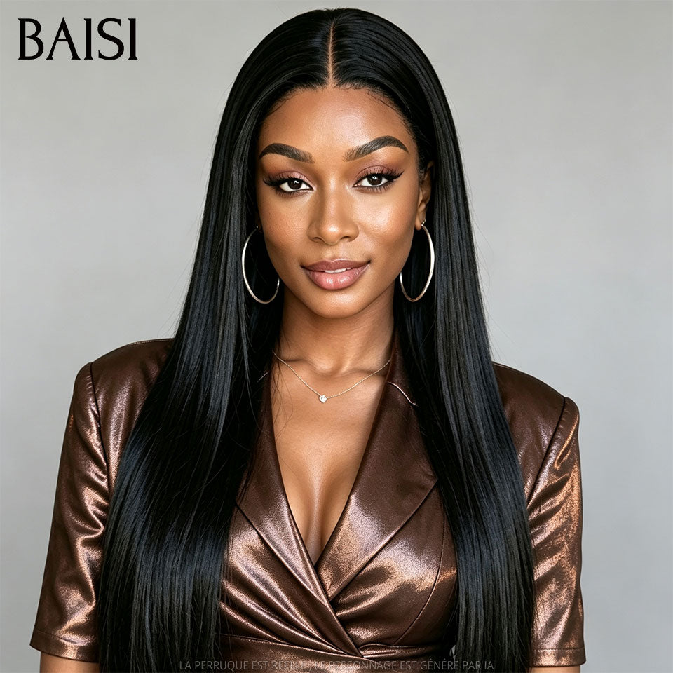 BAISI 2 Perruques 100% Raw Hair Noir Lisse + Curly 24 pouces et/ou 30pouces Très Longues 200% densité Qualité Top Grade en 100% Cheveux Humains Reçu 48H TVA 0€