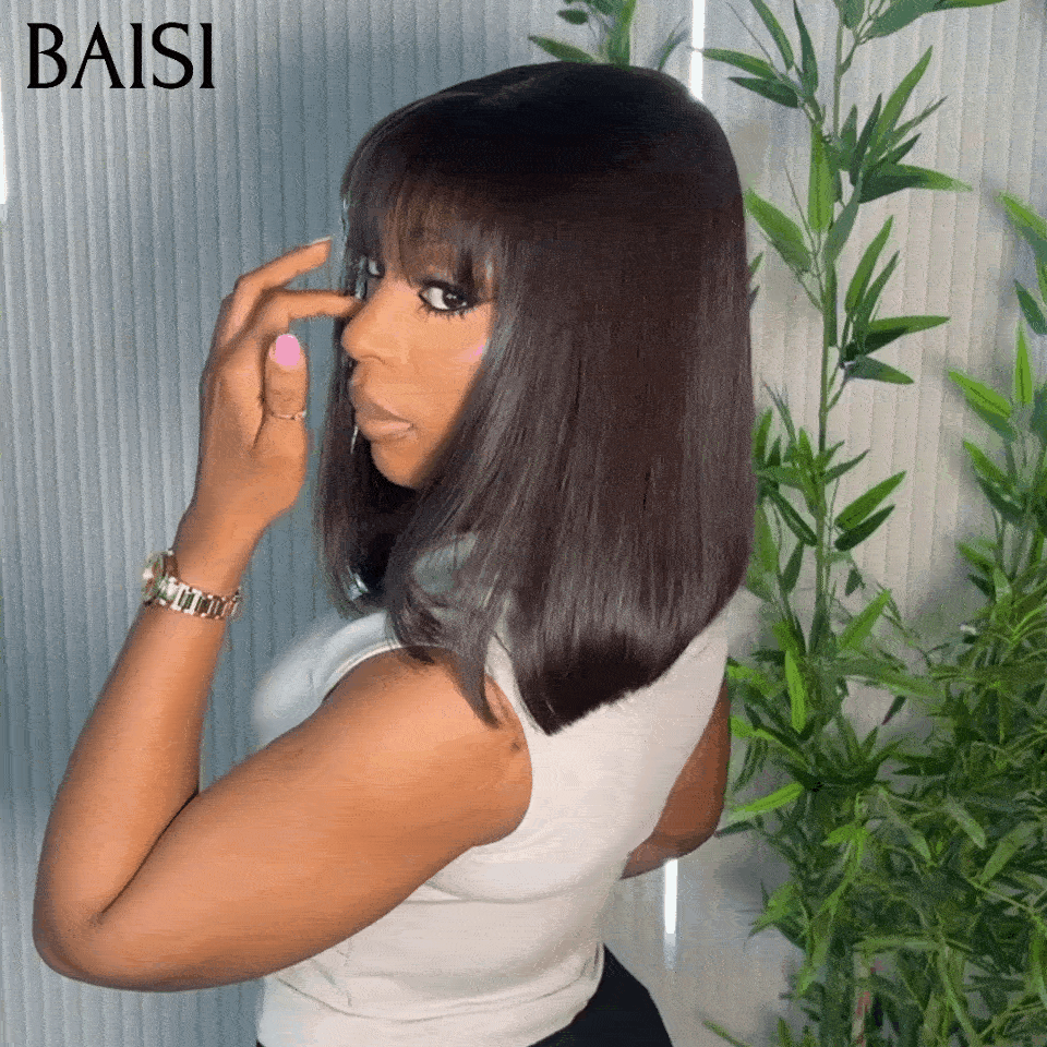BAISI Grande Promo 15A SDD BONE STRAIGHT Perruques de Luxe 100% Vietnam Hair BOB LISSE AVEC FRANGE 12 Pouce 126€ En 100% Cheveux Humains