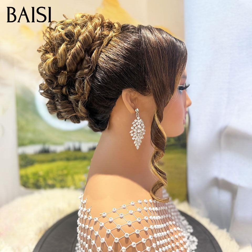 BAISI Coiffure de luxe Josephine Perruques Mariage Prête à porter chignon et personalisation comme sur la vidéo 100% identique avec lace frontale pour mariage ou événement spécial en couleur 1BT27# VIP100