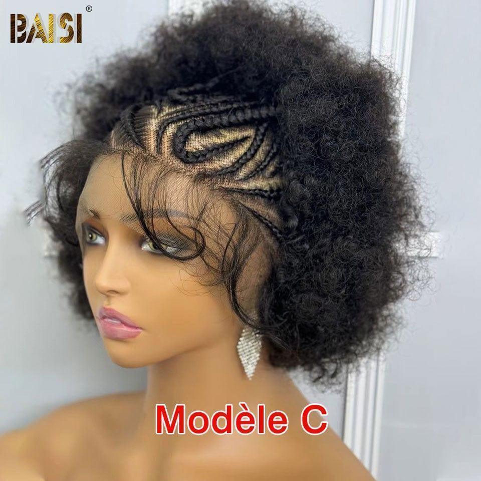 BAISI wig Bob Afro curly Small curly braid full lace with baby hair synthetic hair FR38
