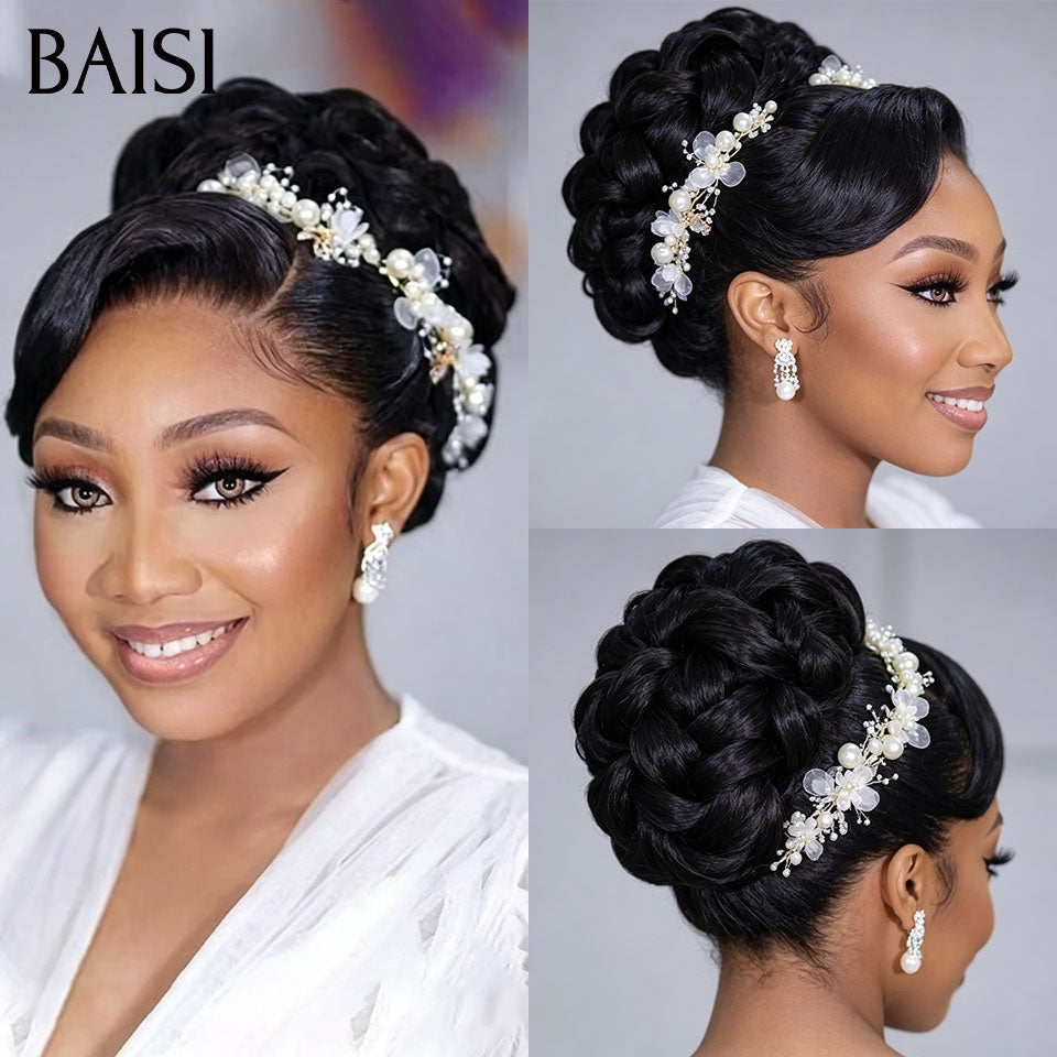 BAISI Coiffure de luxe Flora Perruques Mariage Prête à porter chignon et personalisation comme sur la vidéo 100% identique avec lace frontale pour mariage ou événement spécial BS120
