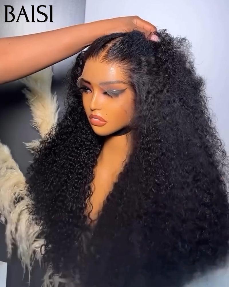 BAISI Noël PROMO Volume de 300% densité moitié prix Lace Frontale Perruque Curly en 100% cheveux humains MP50