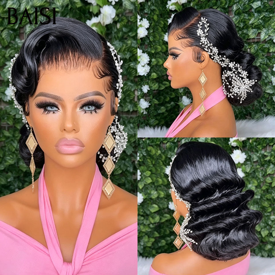 BAISI Coiffure de luxe Janet Perruques Mariage + Accessoires gratuits Prête à porter chignon et personalisation comme sur la vidéo 100% identique avec lace frontale pour mariage ou événement spécial BS120