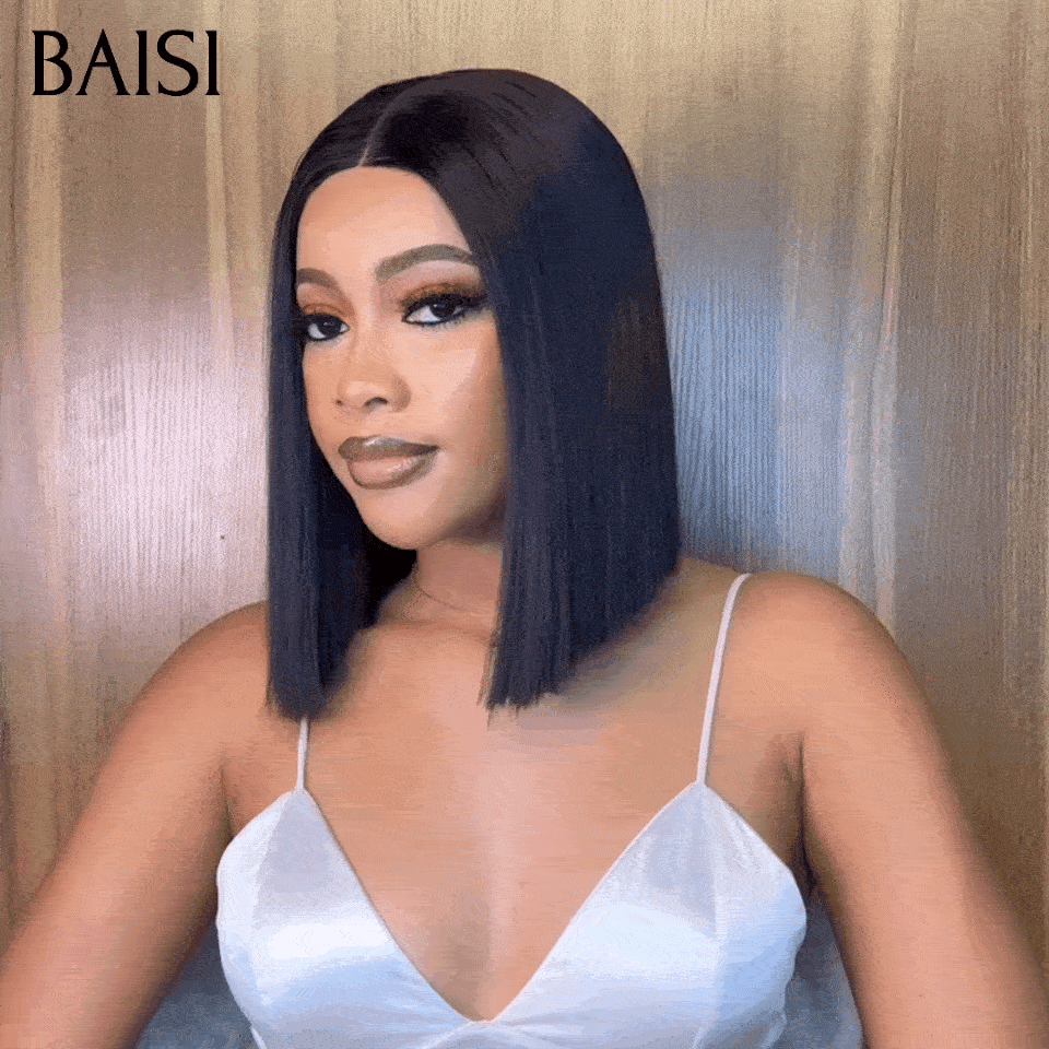 BAISI Grand SOLDES TVA 0€ 98€ SDD BONE Straight 300% densité 100% Vietname Hair 2x6 Lace Closure Perruque Lisse En 100% Cheveux Humains Vietnam Hair FR38