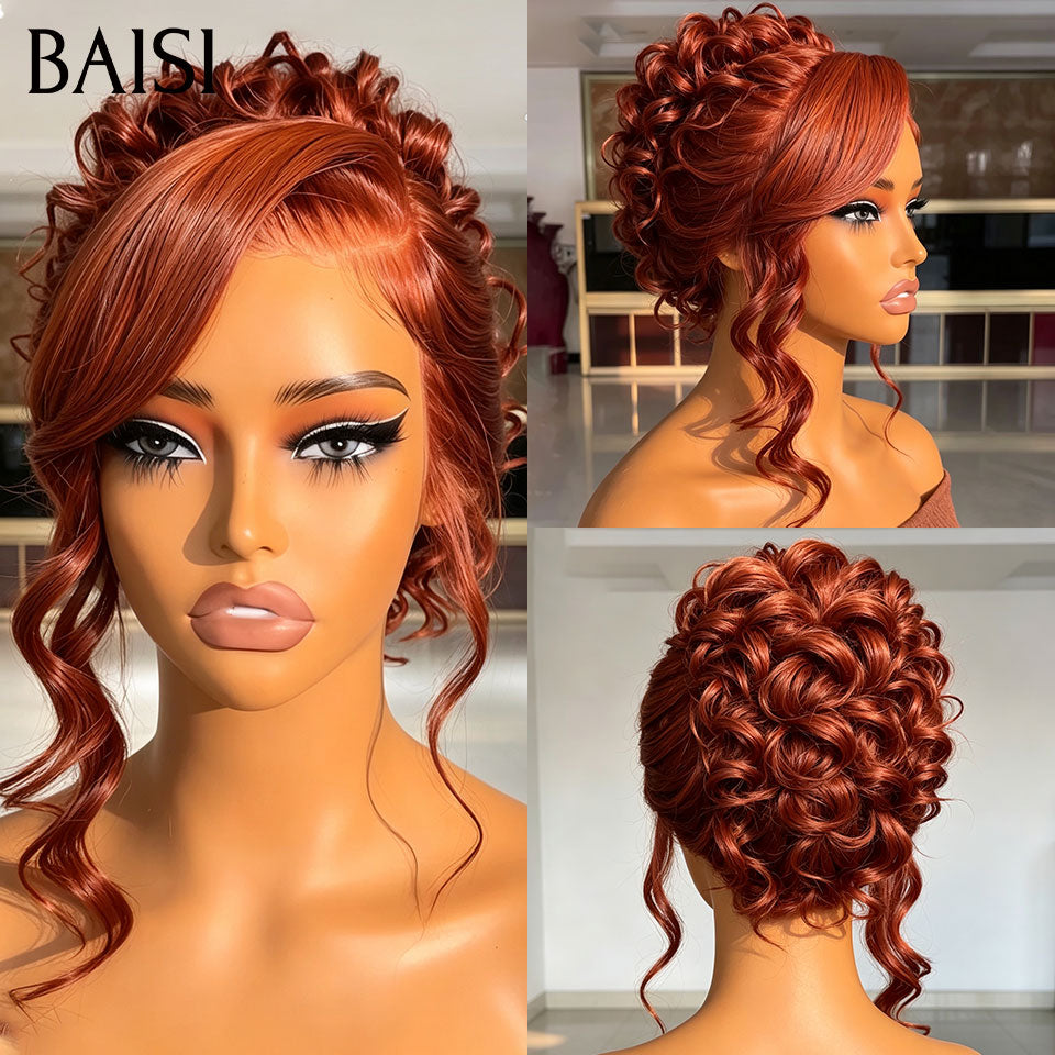 BAISI Coiffure de luxe Beryl Perruques Mariage orange Prête à porter chignon et personalisation comme sur la vidéo 100% identique avec lace frontale événement spécial