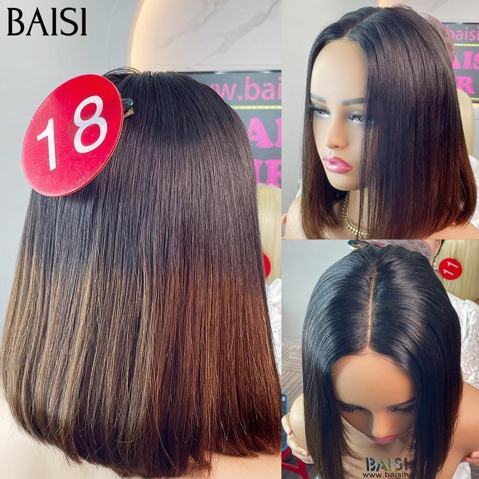 BAISI 4X4 Perruque Bob Lisse En marron 1BT4 12 pouces 100% Viêtnam Hair Pré-plucked Pas Besoin de Colle en 100% Raw Hair Lace déjà couper