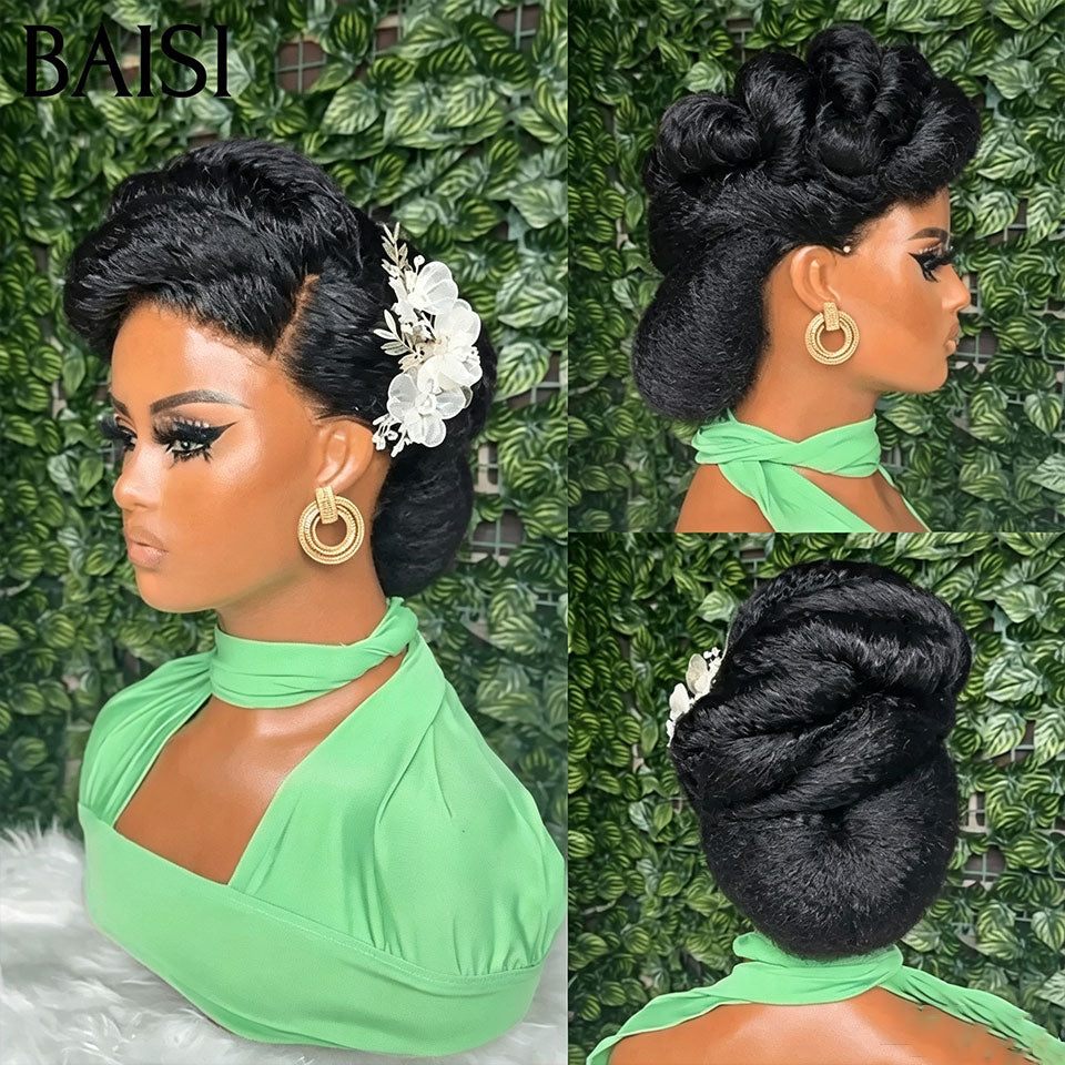 BAISI Penteado de luxo Angelique Perucas para casamento Coque pronto a usar e personalização como no vídeo 100% idêntico com frontal em lace para casamento ou evento especial