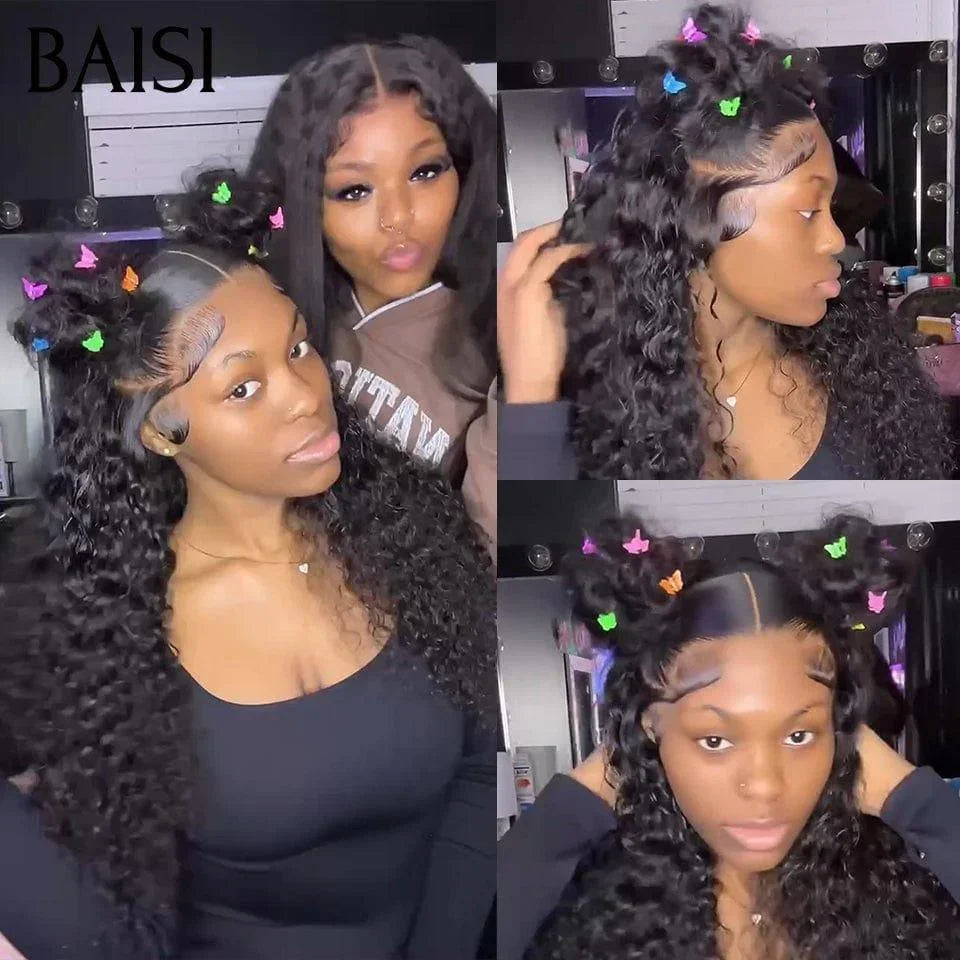BAISI Achetez 2 perruques minimum au prix d'usine fournisseur Perruque Naturelle En Lace Frontal Water Wave En 100% Cheveux Humains (Pas Besoin de Code)