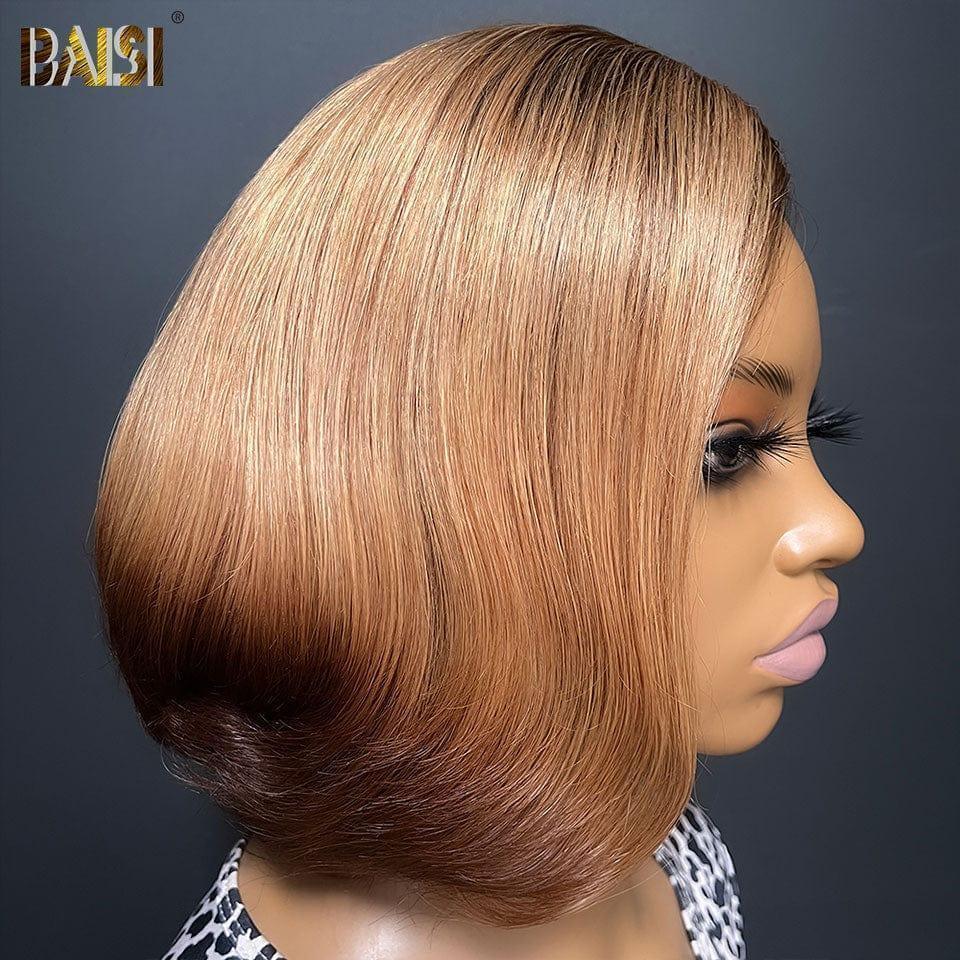 BAISI Perruque Lisse bob Coupe personnalisée 10 pouces 98€ Pré-plucked Pas Besoin de Colle en 100% Raw Hair Lace déjà couper 300% densité plus de 20 ans d' utilisations FR38