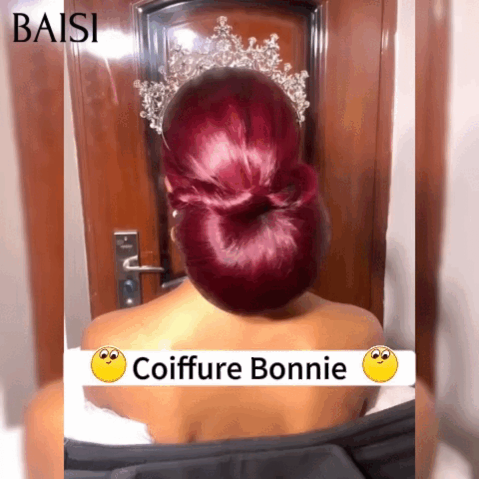 BAISI Coiffure de luxe Bonnie Perruques Mariage Prête à porter chignon et personalisation comme sur la vidéo 100% identique avec lace frontale pour mariage ou événement spécial en couleur 99J# BS120