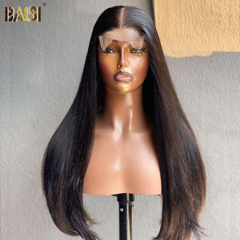 BAISI Lot De 6 Perruques Longue Abordable 645 Euro ou 2 perruques 2X6 laces Lisse 20 Pouces et avec frange 18 pouces de luxe En 100% Cheveux Humains MP50