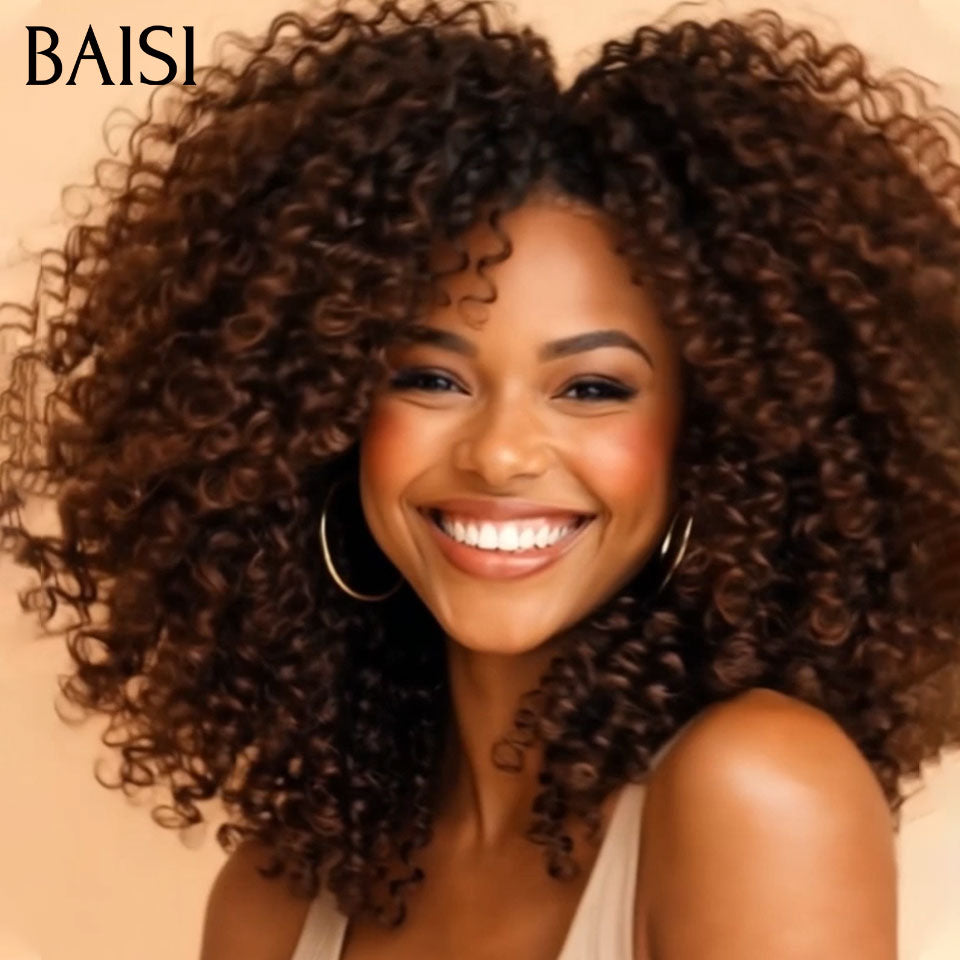 BAISI lot de Perruque 2 Bonne Qualité 149€ (curly wave frontale 16p + finger wave sans colle ) ou Pixie 13X4 lace Lisse 66€ Coiffure moitié prix 100% Cheveux Humains MP50
